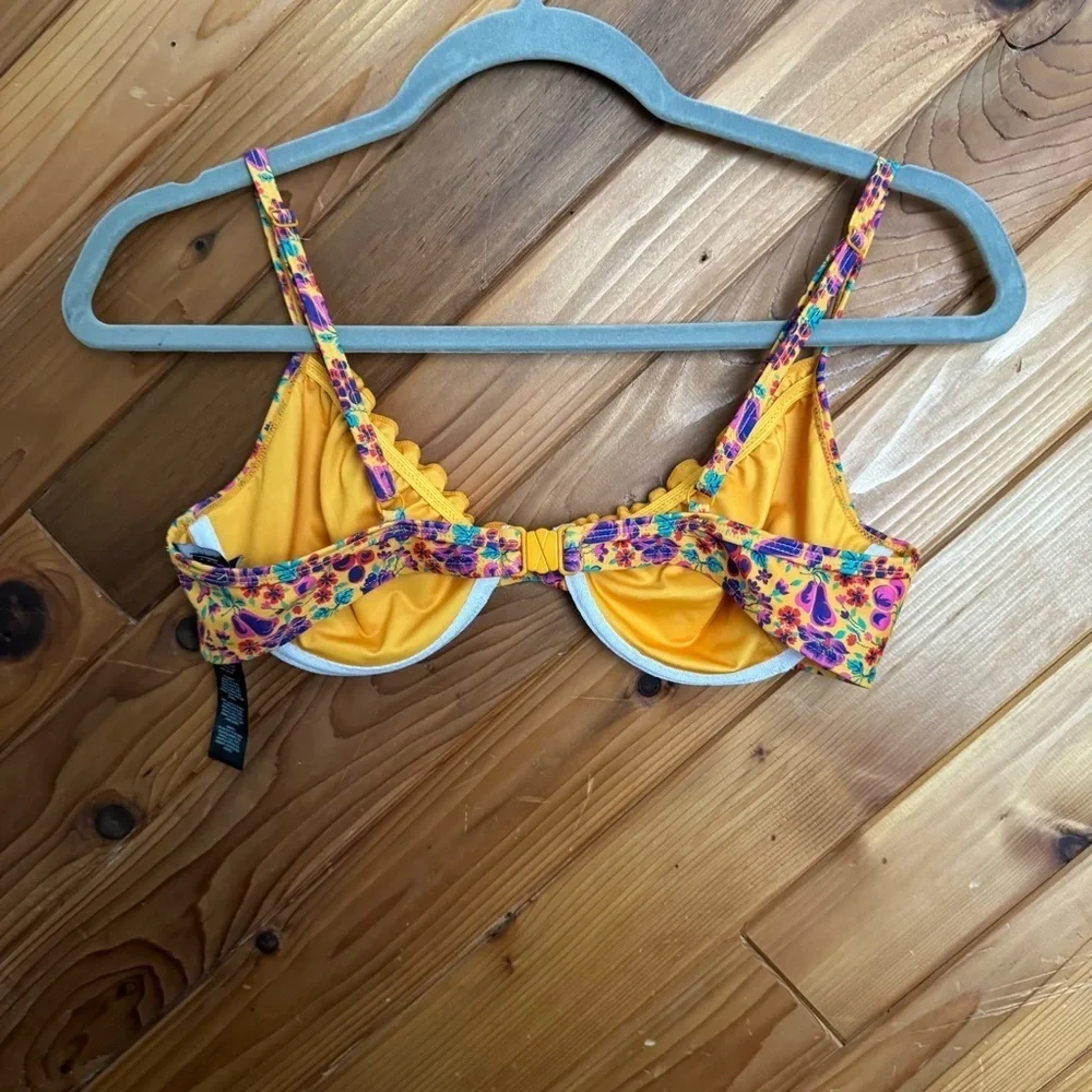 Nasty Gal Ditsy Fruit Print Underwire Bow Bikini Bra